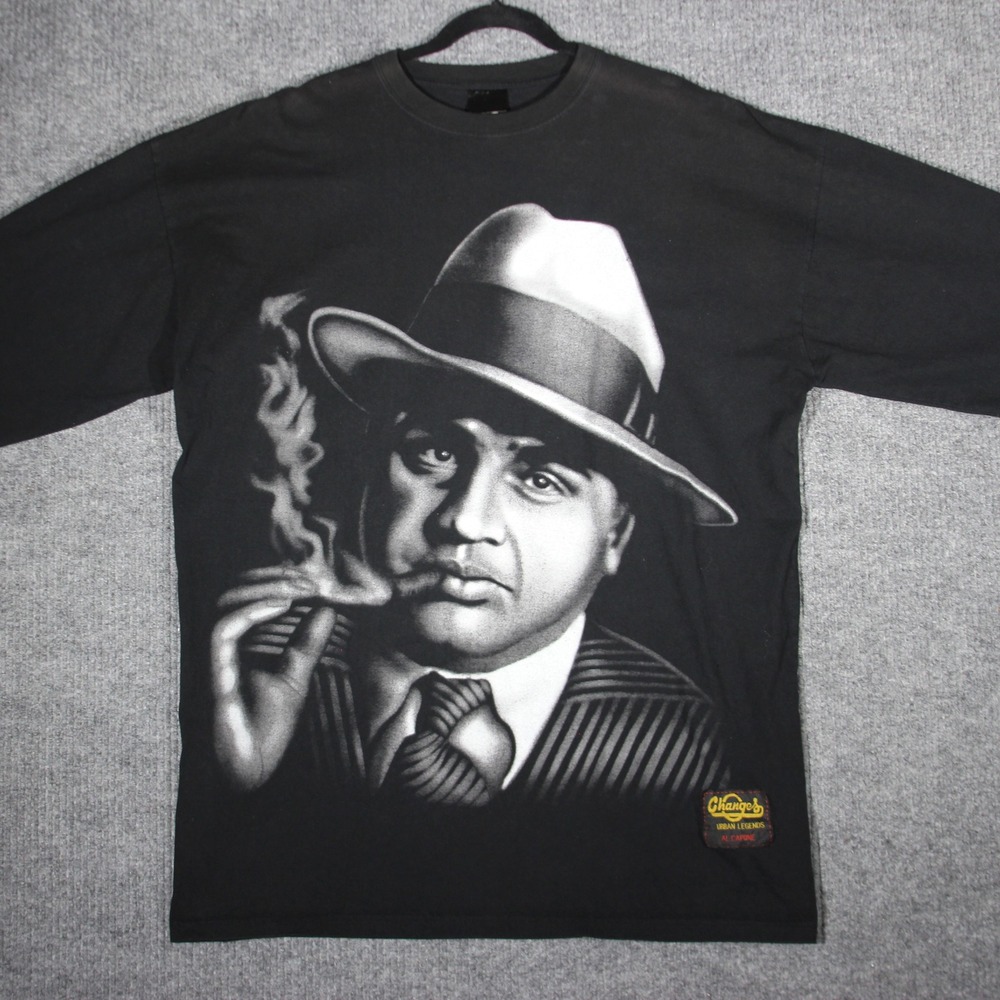 VTG Al Capone T Shirt Men 3XL Chicago Gangster Businessman 90s Tax Jail Arrested